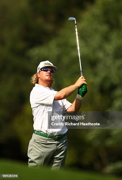 Charley Hoffman hits a shot on the 14th hole during the third round of THE PLAYERS Championship held at THE PLAYERS Stadium course at TPC Sawgrass on...