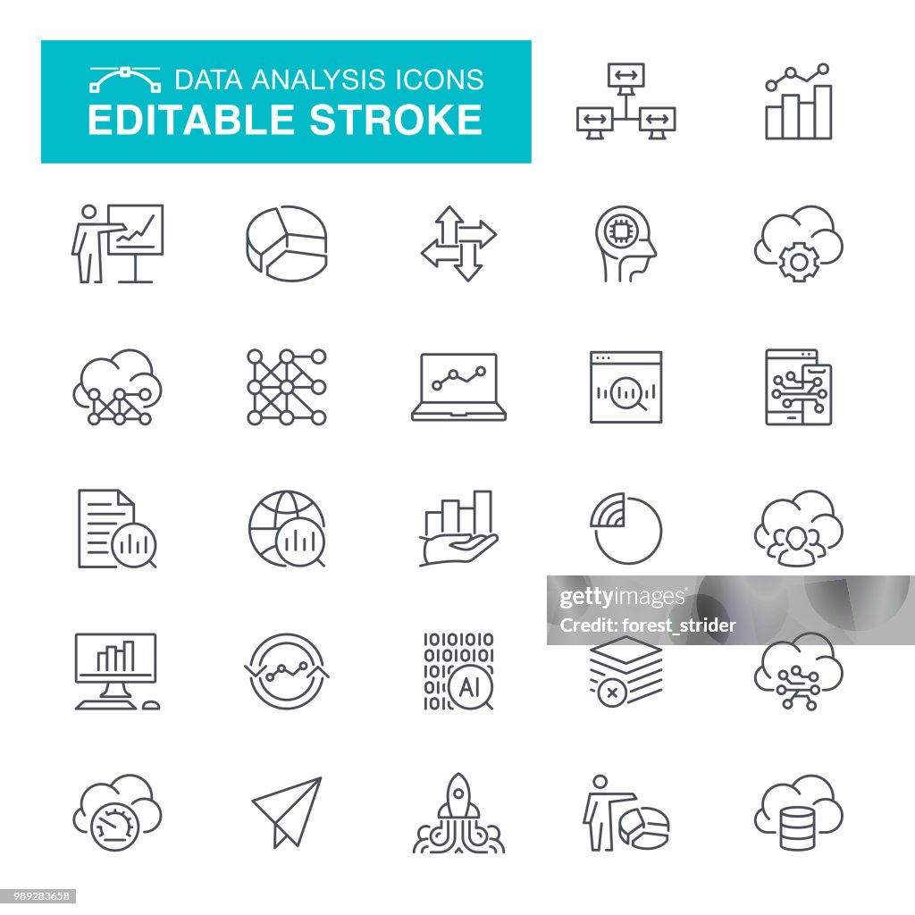 Data analys redigerbara Stroke ikoner