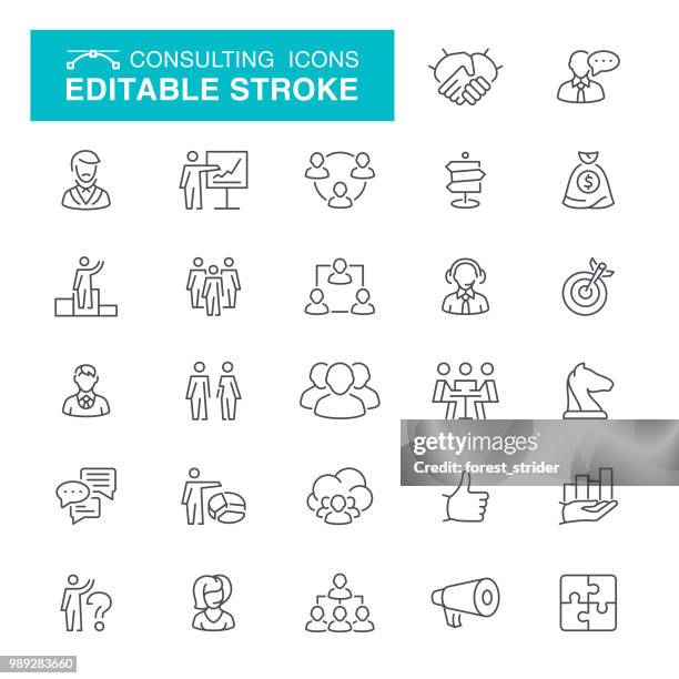 сonsulting 可編輯描邊圖示 - 再就業培訓 幅插畫檔、美工圖案、卡通及圖標