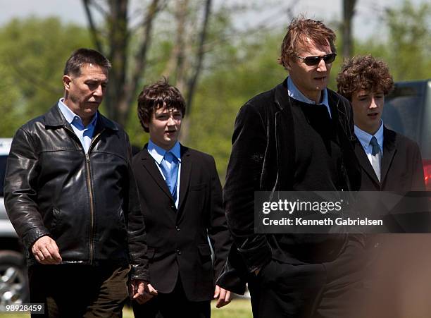 Liam Neeson attends the funeral services for actress Lynn Redgrave at St. Peter's Cemetery on May 8, 2010 in Lithgow, New York.