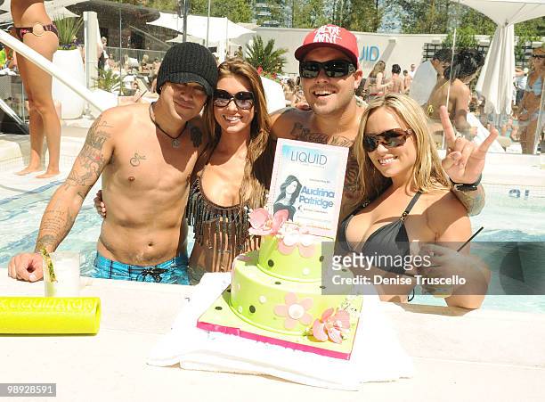 Ryan Cabrera , Mark Patridge and Theani Davis celebrate Audrina Patridge's birthday at Liquid Pool at Aria in CityCenter on May 8, 2010 in Las Vegas,...