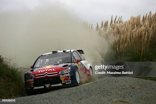 Sebastien Loeb of France and co-driver Daniel Elena of Monaco drive their Citroen C4 Total during Leg2 of the WRC Rally of New Zealand on May 8, 2010...