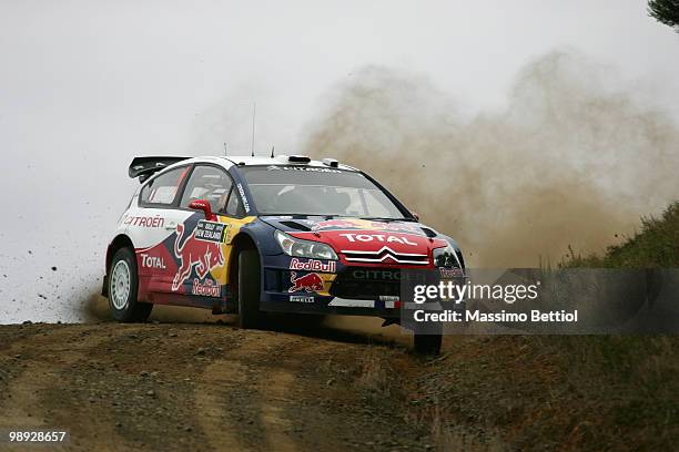 Sebastien Loeb of France and co-driver Daniel Elena of Monaco drive their Citroen C4 Total during Leg2 of the WRC Rally of New Zealand on May 8, 2010...