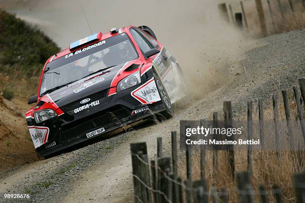 Federico Villagra of Argentina and co-driver Jorge Perez Companc of Argentina drive their Munchis Ford Focus during Leg2 of the WRC Rally of New...