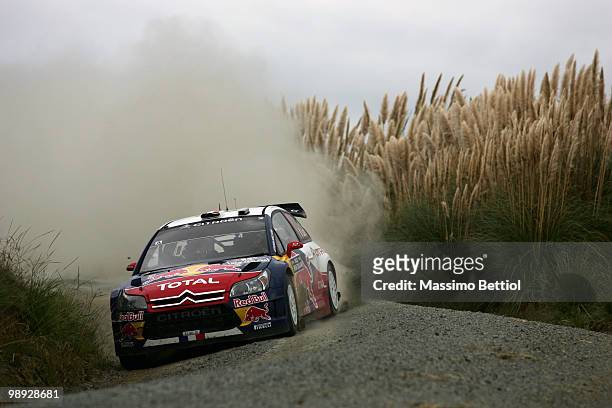 Sebastien Loeb of France and co-driver Daniel Elena of Monaco drive their Citroen C4 Total during Leg2 of the WRC Rally of New Zealand on May 8, 2010...