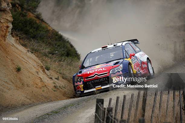 Daniel Sordo of Spain and co-driver Marc Marti of Spain drive their Citroen C4 Total during Leg2 of the WRC Rally of New Zealand on May 8, 2010 in...