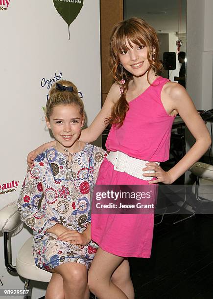 Actresses Kiernan Shipka and Bella Thorne attend the 2nd Annual on the Go Beauty Mother's Day Event at Gavert Atelier on May 8, 2010 in Beverly...