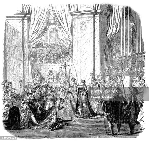 pope pius vii at the coronation of napoleon i - vii stock illustrations