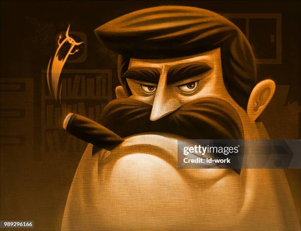 angry boss smoking with devil - cigar texture stock illustrations