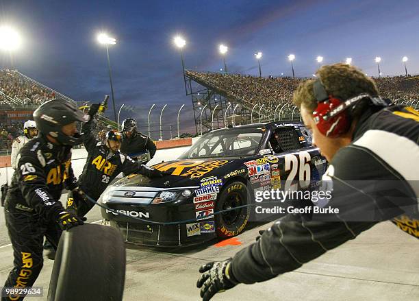 David Stremme, driver of the Air National Guard Ford, pits during the NASCAR Sprint Cup series SHOWTIME Southern 500 at Darlington Raceway on May 8,...