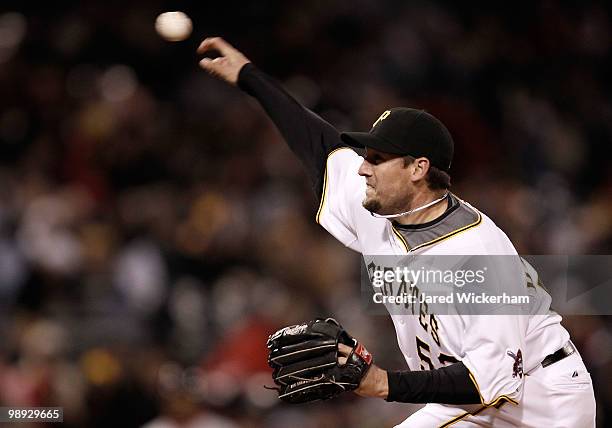 Joel Hanrahan of the Pittsburgh Pirates pitches against the St Louis Cardinals during the game on May 8, 2010 at PNC Park in Pittsburgh, Pennsylvania.
