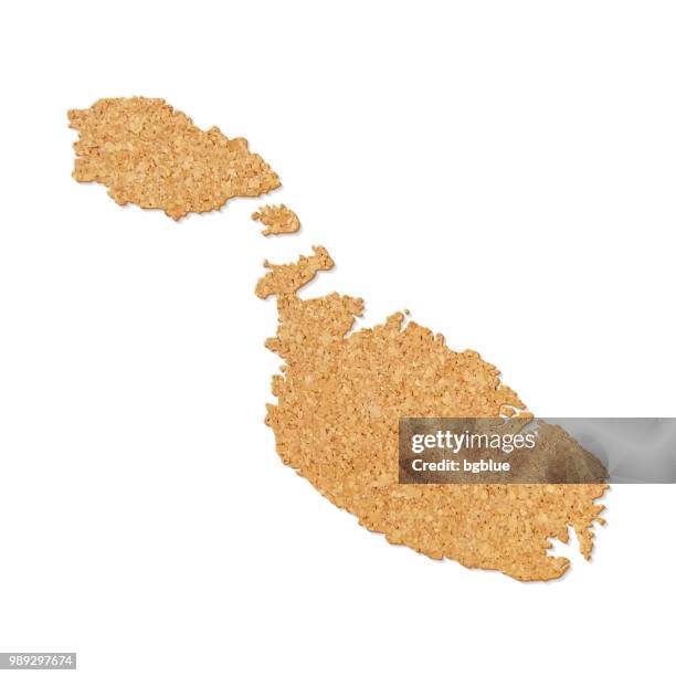 malta map in cork board texture on white background - malta stock illustrations