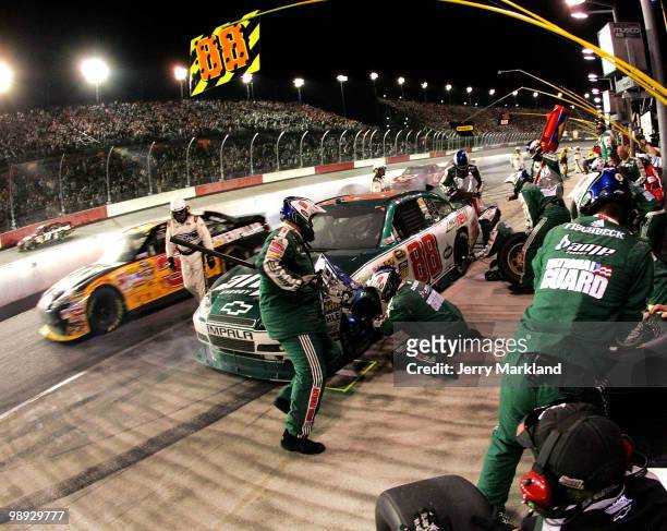 Dale Earnhardt Jr., driver of the AMP Energy / National Guard Chevrolet, pits during the NASCAR Sprint Cup series SHOWTIME Southern 500 at Darlington...