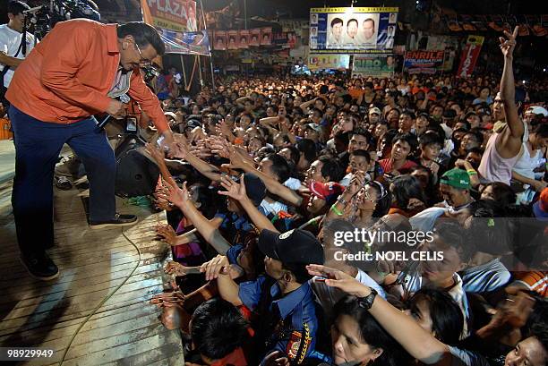 To go with profile story Philippines-politics-vote-Estrada In a picture taken on May 1, 2010 Philippine former president and now presidential...