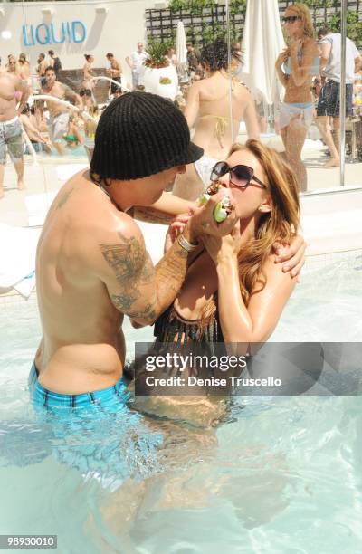 Ryan Cabrera celebrates Audrina Patridge's birthday at Liquid Pool at Aria in CityCenter on May 8, 2010 in Las Vegas, Nevada.