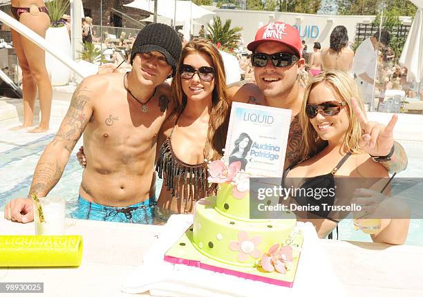 Ryan Cabrera , Mark Patridge and Theani Davis celebrate Audrina Patridge's birthday at Liquid Pool at Aria in CityCenter on May 8, 2010 in Las Vegas,...