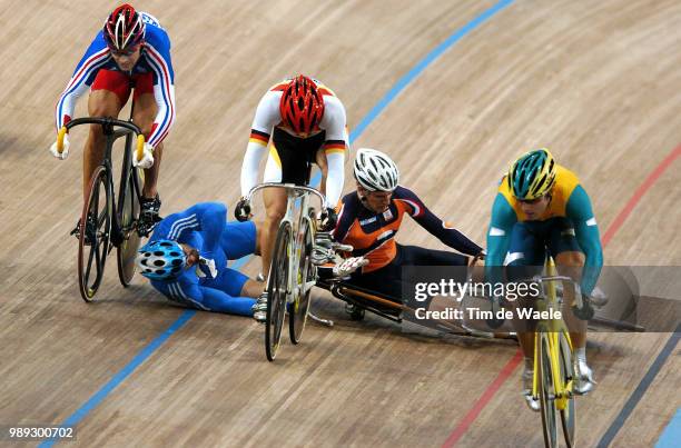 Track Piste Crash Chute Val, Bos Theo , Kelly Shane , Wolff Rene , Bourgain Mickael Men Keirin , Keirin Hommes, Keirin Mannenathens 2004 Olympic...