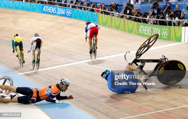 Track Piste Crash Chute Val, Bos Theo , Kelly Shane , Wolff Rene , Bourgain Mickael Men Keirin , Keirin Hommes, Keirin Mannenathens 2004 Olympic...