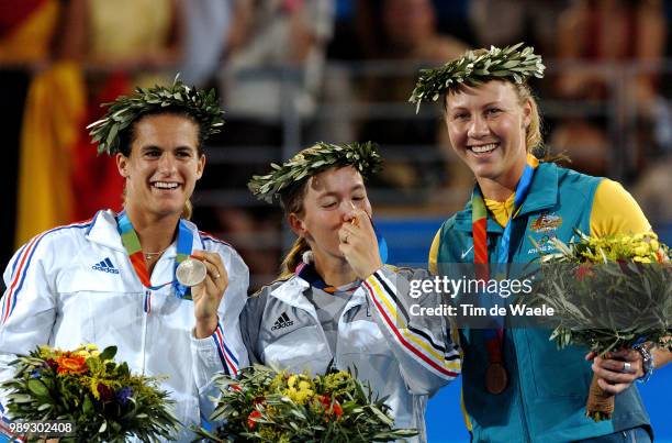 Athens 2004 Olympic Gamespodium, Mauresmo Amelie Silver Medal Medaille D'Argent Zilveren Medaille , Henin - Hardenne Justine Gold Medal Medaille D'Or...