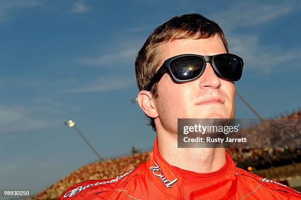 Kasey Kahne, driver of the Budweiser Ford, looks on from the grid prior to the start of the NASCAR Sprint Cup series SHOWTIME Southern 500 at...