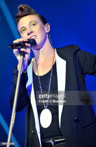 Elly Jackson of La Roux performs on stage at Brixton Academy on May 8, 2010 in London, England.