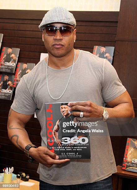 Rapper LL Cool J attends the book signing for his book 'Platinum 360 Diet and Lifestyle' at Barnes & Noble bookstore at The Grove on May 8, 2010 in...