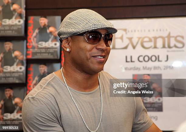 Rapper LL Cool J attends the book signing for his book 'Platinum 360 Diet and Lifestyle' at Barnes & Noble bookstore at The Grove on May 8, 2010 in...