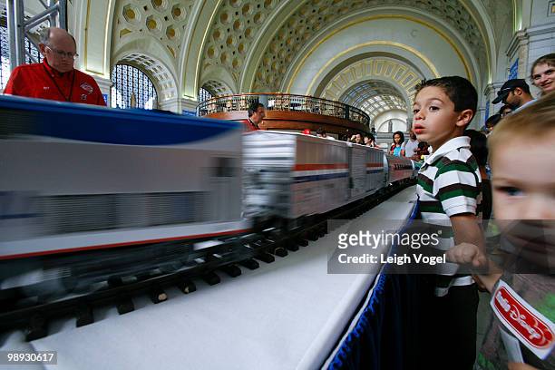 Train enthusiasts celebrate their love of the railway during National Train Day events at Union Station on May 8, 2010 in Washington, DC.