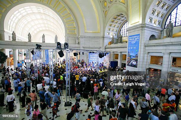 Train enthusiasts celebrate their love of the railway during National Train Day events at Union Station on May 8, 2010 in Washington, DC.