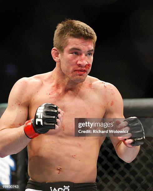 Sam Stout looks on during his lightweight "swing" bout against Jeremy Stephens at UFC 113 at Bell Centre on May 8, 2010 in Montreal, Quebec, Canada.