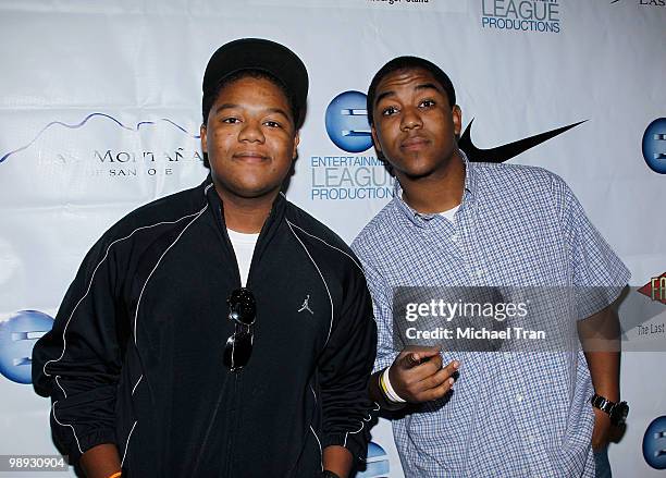 Kyle Massey and Christopher Massey attend the E League's celebrity basketball playoff game held at Crossroads Elementry School on May 8, 2010 in...