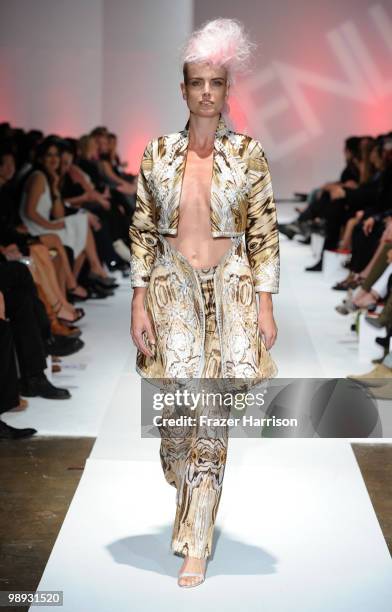 Model wares designer Alexander McQueen on the runway at the 2nd Annual Genlux Britweek Designer Of The Year Fashion Awards And Show at Smashbox...