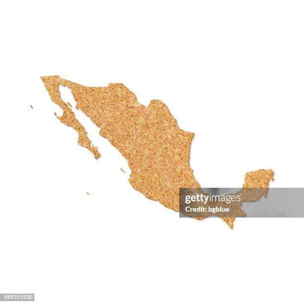 mexico map in cork board texture on white background - mexico border stock illustrations