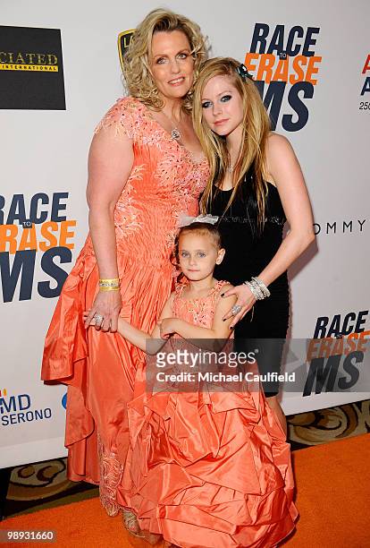 Nancy Davis, daughter Mariella Davis and singer Avril Lavigne arrive at the 17th Annual Race to Erase MS event co-chaired by Nancy Davis and Tommy...
