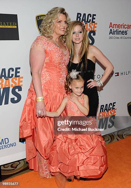 Nancy Davis, daughter Mariella Davis and singer Avril Lavigne arrive at the 17th Annual Race to Erase MS event co-chaired by Nancy Davis and Tommy...