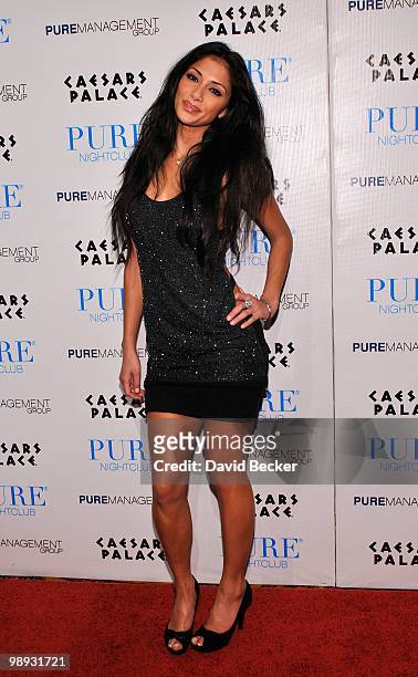 Singer Nicole Scherzinger arrives to host an evening at the Pure Nightclub at Caesars Palace on May 8, 2010 in Las Vegas, Nevada.