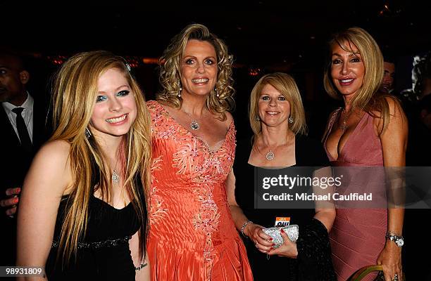 Musician Avril Lavigne, Nancy Davis, guest and actress Linda Thompson attend the 17th Annual Race to Erase MS event co-chaired by Nancy Davis and...