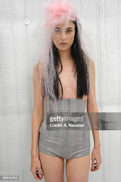Model backstage at the 2nd Annual Genlux Britweek Designer Of The Year Fashion Awards And Show at Smashbox West Hollywood on May 8, 2010 in West...