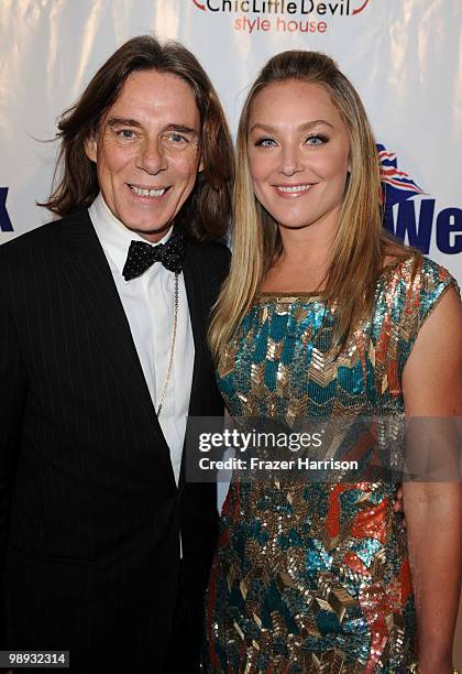 Celebrity Stylist George Blodwell poses with actress Elisabeth Rohm at the 2nd Annual Genlux Britweek Designer Of The Year Fashion Awards And Show at...