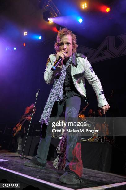 Tobias Sammet of Edguy performs on stage at Olympiahalle on May 8, 2010 in Munich, Germany.