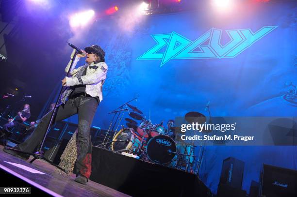 Tobias Sammet of Edguy performs on stage at Olympiahalle on May 8, 2010 in Munich, Germany.