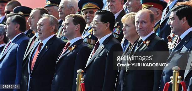 Presidents Emomali Rakhmon of Tajikistan, Nursultan Nazarbayev of Kazakhstan, Dmitry Medvedev of Russia, Hu Jintao of China, Chancellor Angela Merkel...