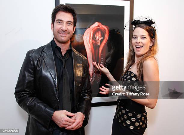 Actor Dylan McDermott and photographer Cerraeh Laykin poses at the AWOL Exhibit Opening Night Gala on May 8, 2010 in Venice, California.