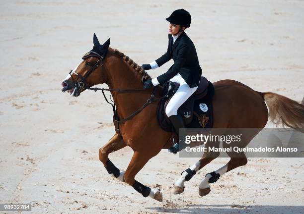 Charlotte Casiraghi rides Ad Troy during day three of the Global Champions Tour 2010 at Ciudad de Las Artes y Las Ciencias on May 9, 2010 in...