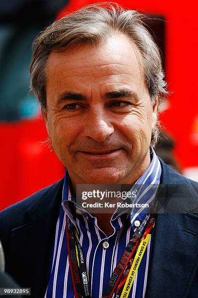 Former World Rally Champion Carlos Sainz is seen in the paddock before the Spanish Formula One Grand Prix at the Circuit de Catalunya on May 9, 2010...