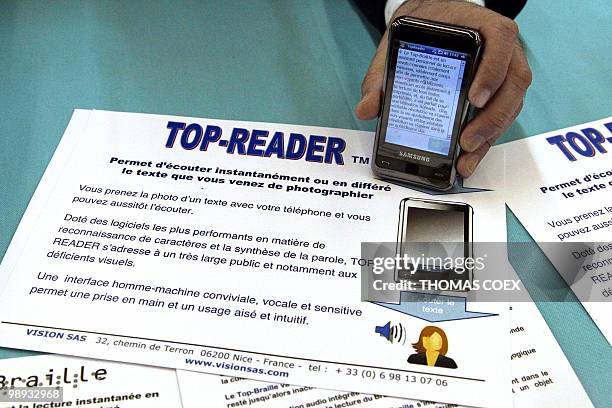 Raoul Parienti, inventor of the "Top-braille" , a pocket scanner enable the instant transcription of printed words into Braille or voice and the...