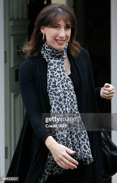 Samantha Caeron, wife of British opposition Conservative party Leader David Cameron, leaves their family home in west London on May 09, 2010. David...