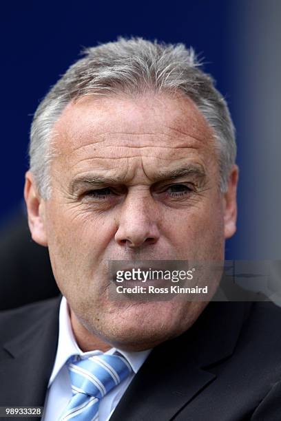David Jones manager of Cardiff during the Coca-Cola Championship Playoff Semi Final 1st Leg between Leicester City and Cardiff City at The Walkers...