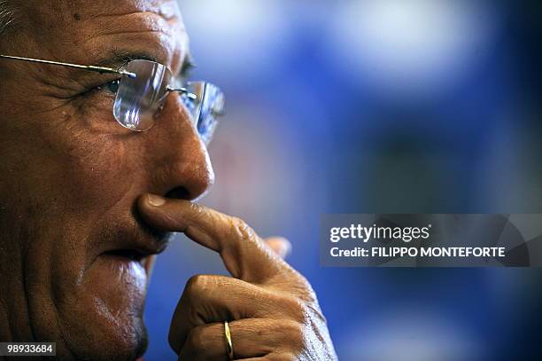 Italian national football team coach Marcello Lippi attends a press conference on May 4, 2010 in Rome. Italy will face Mexico on June 3 and...