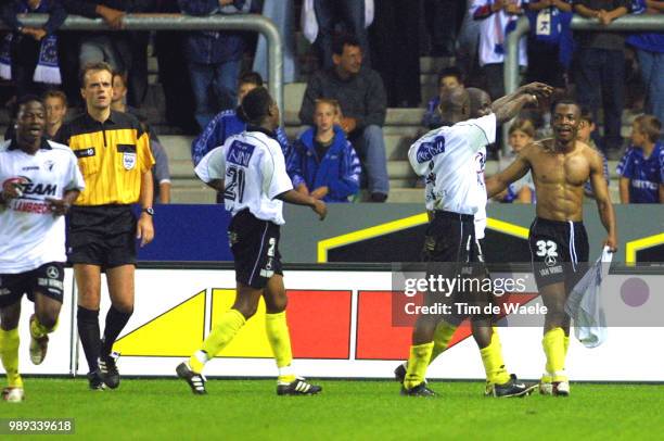 Rc Genk - Lokeren /Kimoto Papy, Zere Patrice, Coulibaly Mamadou, Joie, Vreugde /Racing, Sporting Club Sint-Niklaas Waasland,